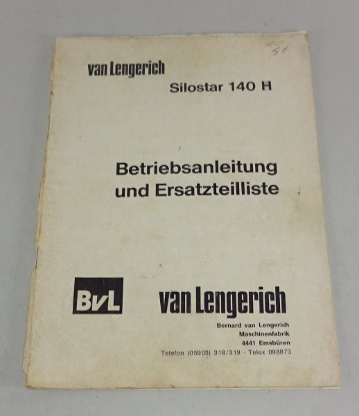 Betriebsanleitung + Teilekatalog van Lengerich Silostar 140 H