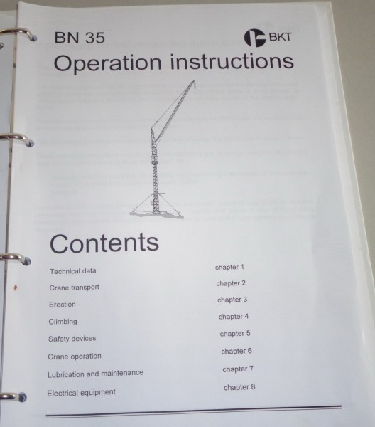 Operation instructions Potain BKT crane BN 35 from 7/1995