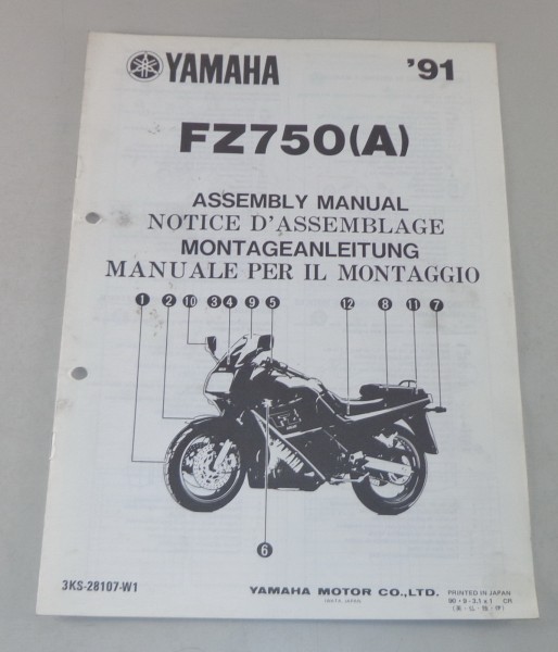Montageanleitung / Set Up Manual Yamaha FZ 750 (A) Stand 1991