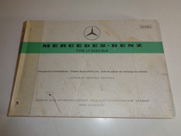 Teilekatalog Mercedes-Benz LKW Typ LP 2223 / 6x4 Fahrgestell Stand 02/1969