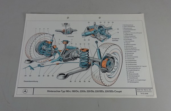 Schnittbild Mercedes-Benz Heckflosse W110 / W111 Hinterachse Stand 1960er Jahre