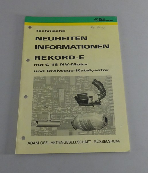 Technische Informationen Opel Rekord E mit C18 NV-Motor - Dreiwege-Katalysator