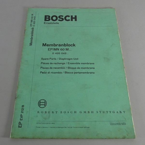 Teilekatalog Bosch Membranblock EP/MN 60 M.. 0 420 043.. Stand 12/1966