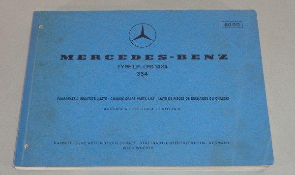 Teilekatalog Mercedes Benz LKW LP / LPS 1424 Typ 354 von 11/1972