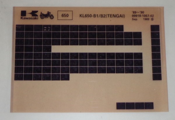 Microfich Ersatzteilkatalog Kawasaki TENGAI KL 650 B1/B2 Model 89-90 Stand 09/89