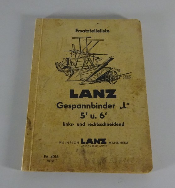 Teilekatalog Lanz Gespannbinder "L" 5' & 6' Links- / Rechtsschneidend