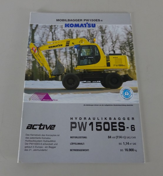 Prospekt / Broschüre Komatsu Mobilbagger PW150ES-6 Stand ca. 2000