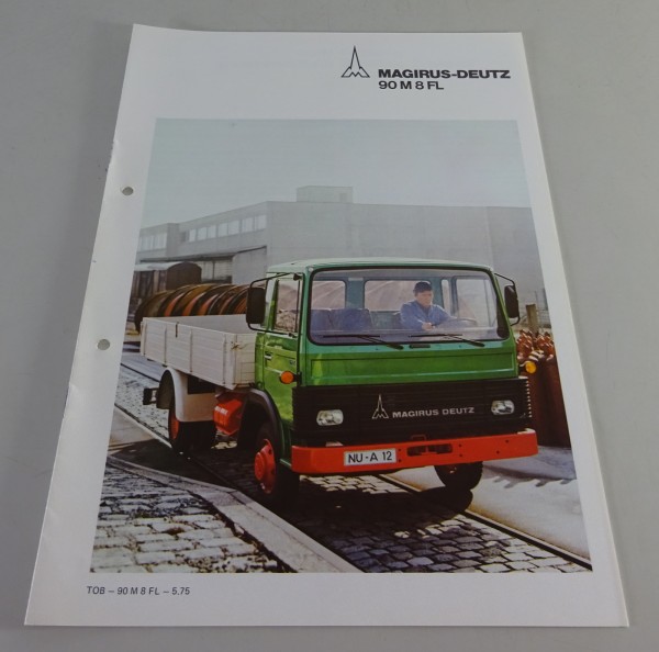 Prospekt / Broschüre Magirus-Deutz LKW 90 M 8 FL Frontlenker Pritsche von 5/1975