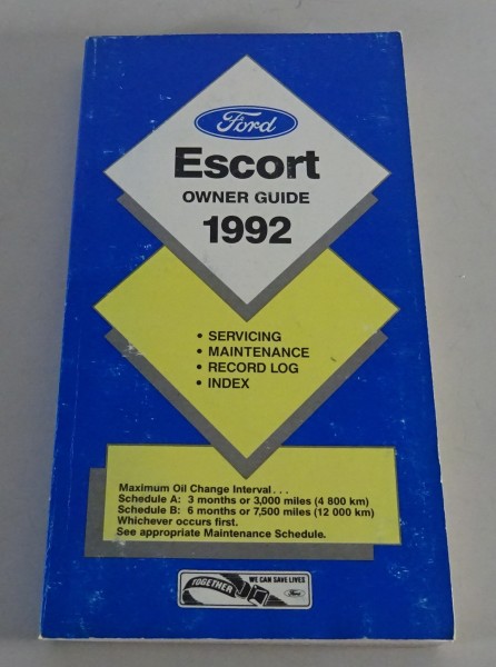 Owner´s Manual / Handbook Ford Escort USA Stand 1992