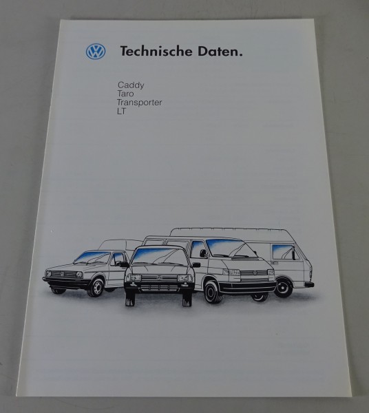 Prospekt Technische Daten VW Caddy, Taro, Transporter T4, LT Stand 01/1992