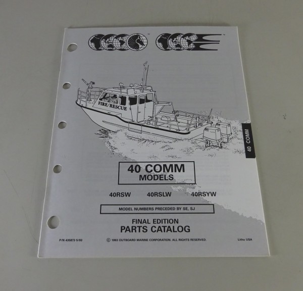 Teilekatalog Johnson Evinrude Außenborder / Outboards 40 Comm Models Stand 1993
