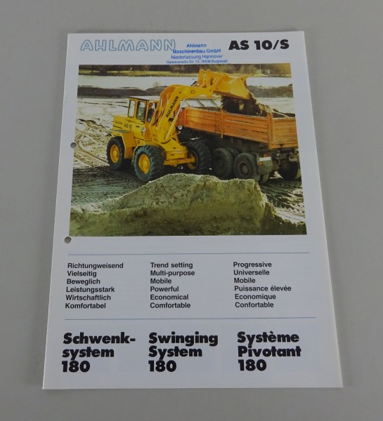 Prospekt / Broschüre Ahlmann Radlader AS 10/S mit Schwenksystem 180 von 12/1991