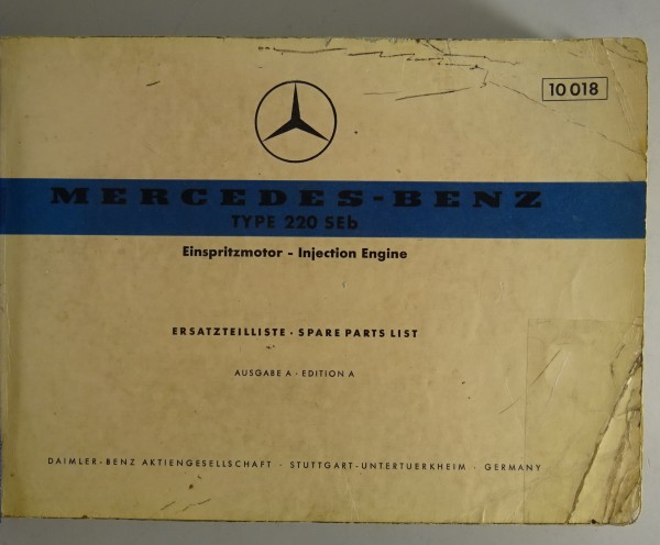 Teilekatalog Mercedes-Benz W111 220 SEb Einspritzmotor Stand 07/1959