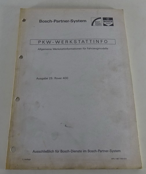 Werkstatthandbuch von Bosch für Rover 400 Stand 09/1995