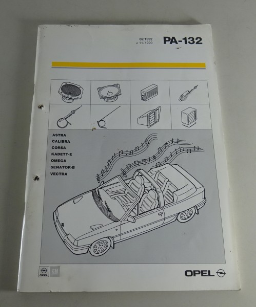 Teilekatalog / Ersatzteilliste Musikanlage Opel Kadett, Calibra, Omega von 1992