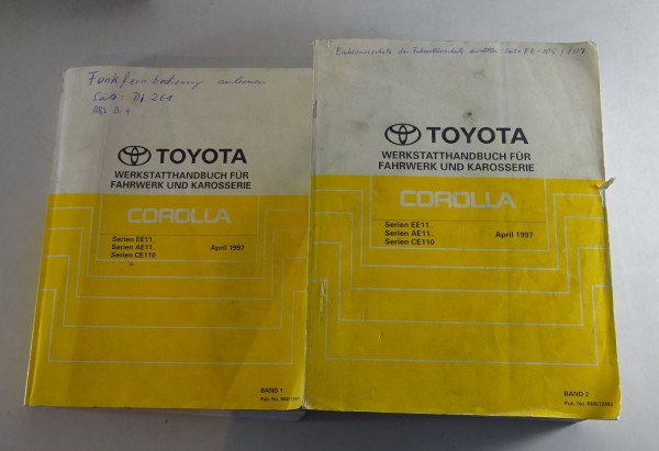 Werkstatthandbuch 2 Bände Toyota Corolla Karosserie Fahrwerk Getriebe 04/1997