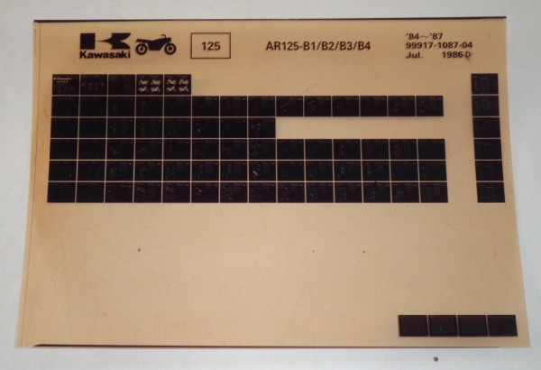 Microfich Ersatzteilkatalog Kawasaki AR125 B1/B2/B3/B4 Model 1984-87 Stand 07/86