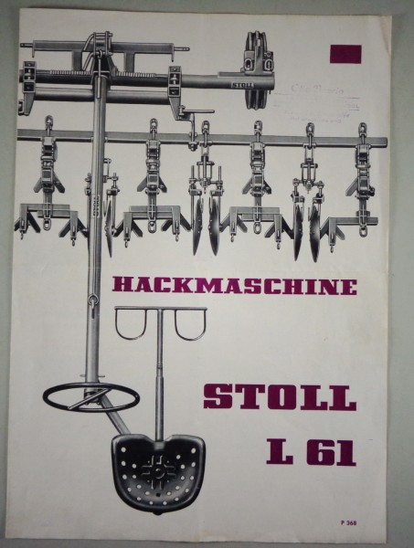 Prospekt / Broschüre Stoll L 61 Hackmaschine