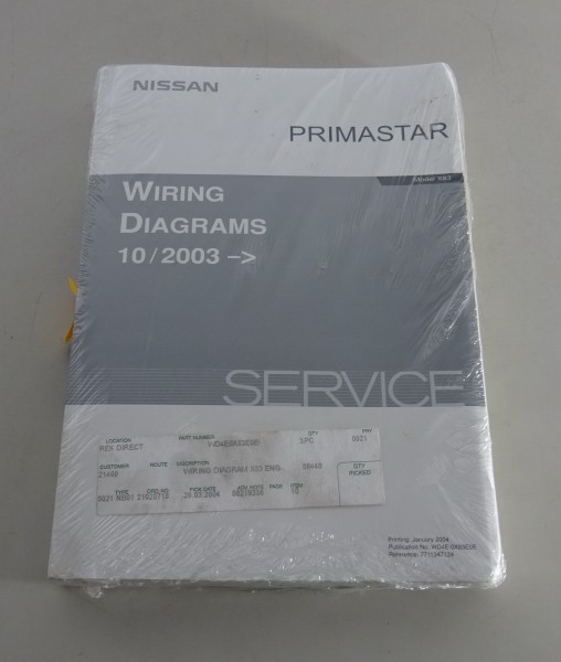 Workshop Manual Elektric Wiring Diagrams Nissan Primastar X83 from 10/2003
