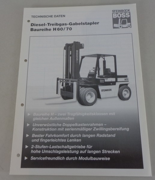 Prospekt Boss Steinbock Diesel-Treibgas-Gabelstapler H 60 / H 70 Stand 03/1996