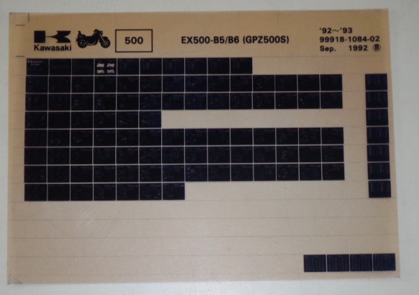 Microfich Ersatzteilkatalog Kawasaki GPZ500s EX500 B5/B6 Model 92/93 Stand 09/92