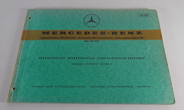 Teilekatalog Mercedes-Benz /8 W114 / W115 Automatisches DB-Getriebe von 01/1968