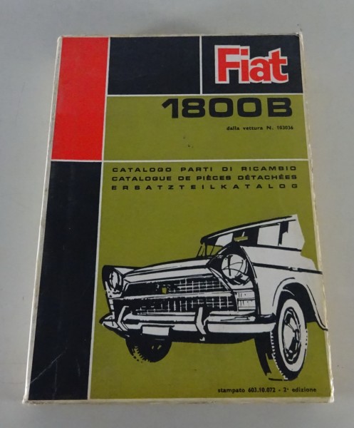 Teilekatalog / Catalogo Parti di Ricambio Fiat 1800 B von 11/1965