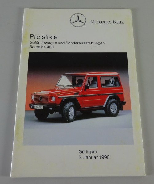 Preisliste Mercedes-Benz G-Modell / G-Klasse W463 gültig ab 02/01/1990