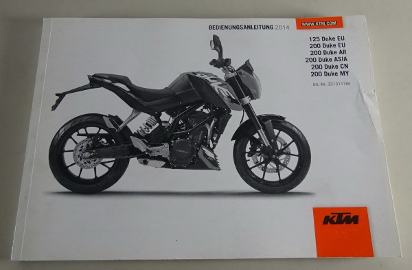 Betriebsanleitung / Handbuch KTM 125 Duke / 200 Duke Modelljahr 2014