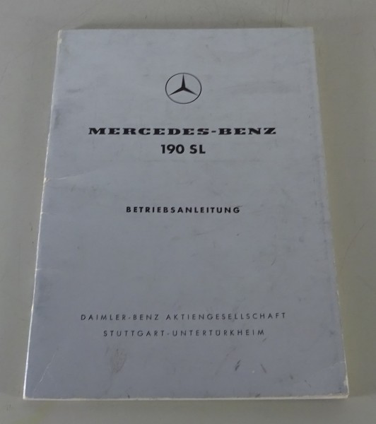 Betriebsanleitung / Handbuch Mercedes-Benz 190 SL R121 Stand 01/1960