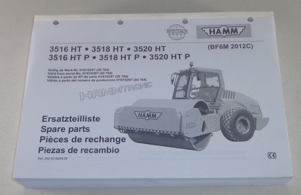 Teilekatalog Hamm 3516 HT / 3518 HT / 3520 HT / 3516 HT P etc. von 2005