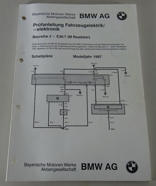 Prüfanleitung Fahrzeugelektrik BMW M Roadster Z3 M Typ E36/7 Stand 04/1997