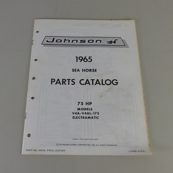 Teilekatalog OMC Johnson 75 PS Models von 1965