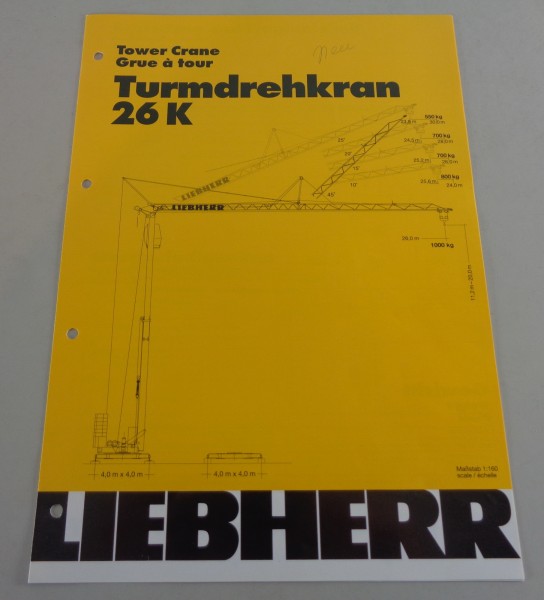 Datenblatt / Technische Beschreibung Liebherr Turmdrehkran 26 K von 07/1992