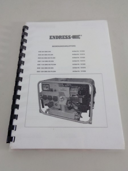 Betriebsanleitung / Handbuch Endress Stromerzeuger ESE 804 - 1304 Stand 03/2009