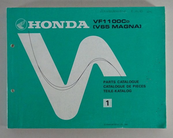 Teilekatalog / Parts List Honda VF 1100 C V 65 Magna Stand 1982