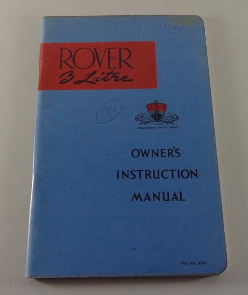 Betriebsanleitung / Owner's manual Rover 3 litre P5 Stand 09/1960