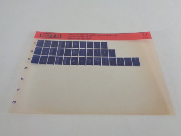 Microfich Teilekatalog Roth Toro Mäher Modelle 482 / 483 / 484 von 02/1986