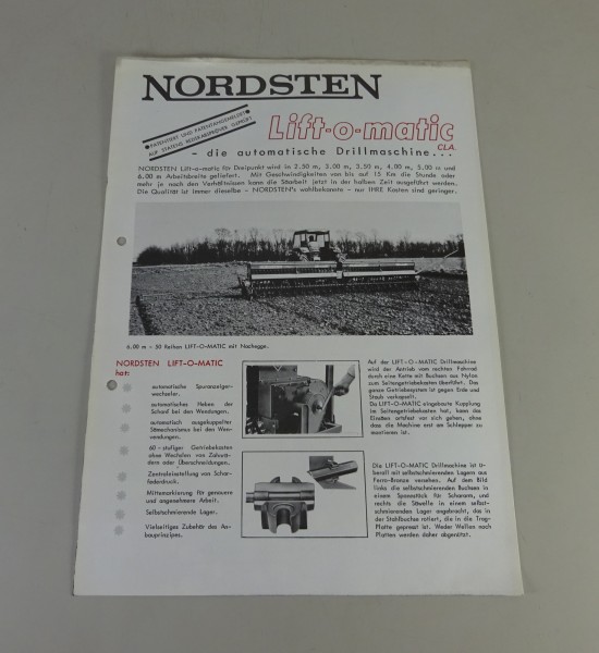 Prospektblatt / Broschüre Nordsten Lift-o-matic CLA Drillmaschinen 2,5m - 6m