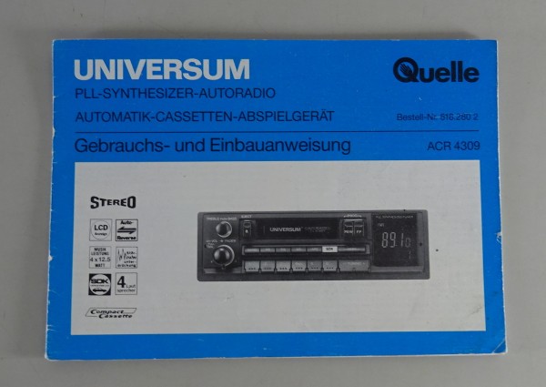 Betriebsanleitung Universum PPL-Synthesizer Autoradio Stand 08/1990