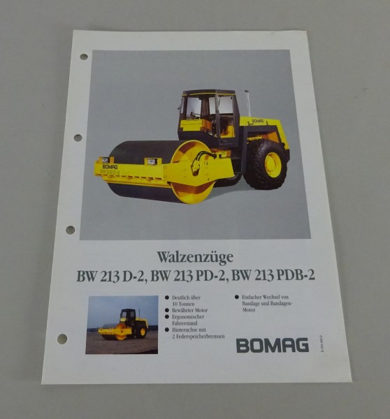 Prospekt Bomag Walzenzüge BW 213 D-2 / 213 PD-2 / 213 PDB-2 Stand 08/1992