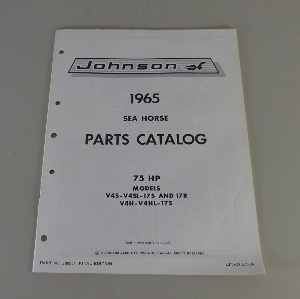 Teilekatalog OMC Johnson 75 PS Models Stand 1965