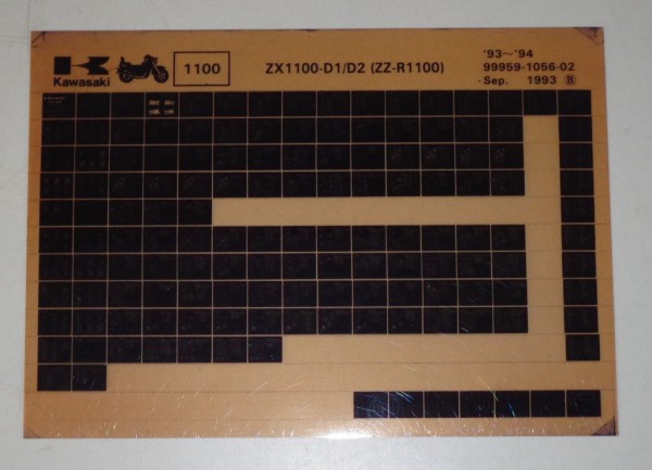 Microfich Ersatzteilkatalog Kawasaki ZZR1100 ZX1100 D1/D2 Model 93-94 Stand 9/93