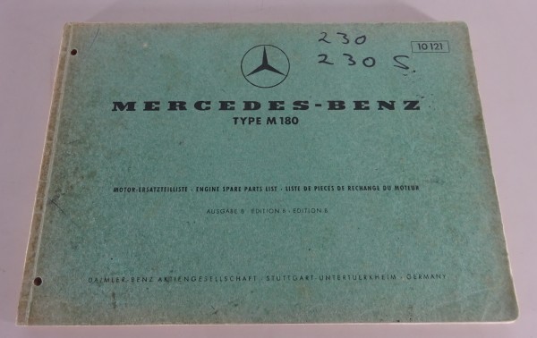 Teilekatalog / Parts Catalog Mercedes-Benz Motor M180 Stand 06/1966 (10121)