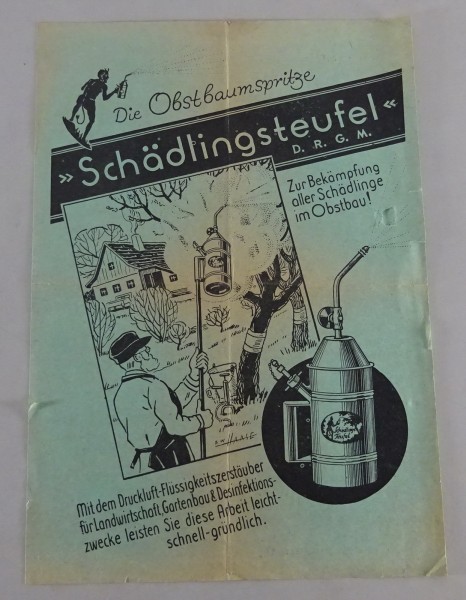 Prospekt/Prospektblatt Schädlingsteufel - DIe Obstbaumspritze Stand ca. 1935
