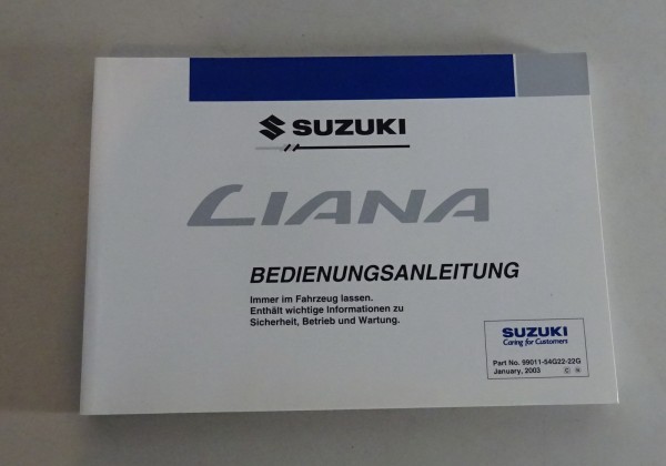Betriebsanleitung / Handbuch Suzuki Liana Stand 01/2003