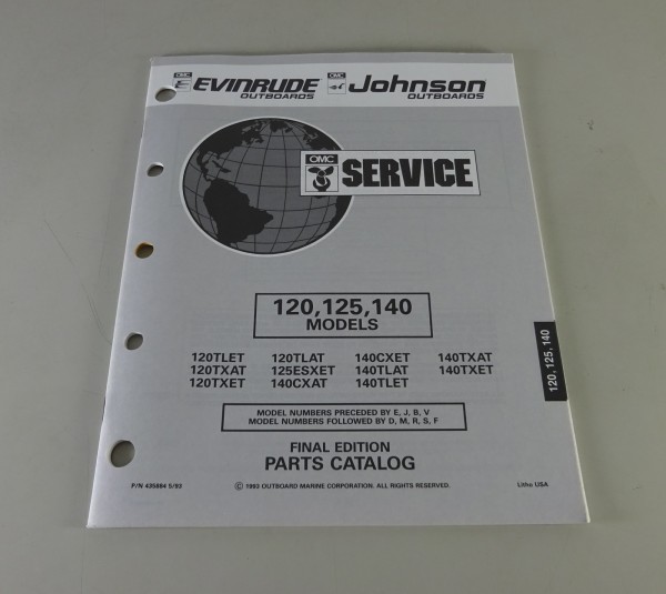 Teilekatalog Johnson Evinrude Outboards 120 / 125 / 140 Models Stand 1993