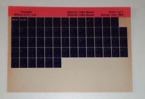 Microfich Ersatzteilkatalog Kawasaki Z 550 H1 / H2 Model 1982-83 Stand 06/83