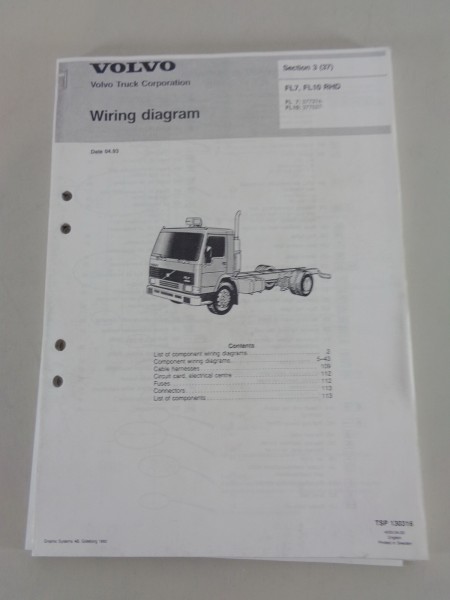 Workshop Manual / Wiring Diagrams Volvo FL 7, FL 10 RHD from 04/1993