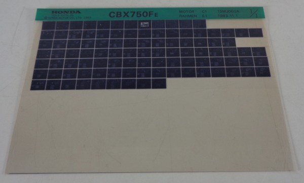 Microfich Ersatzteilkatalog Honda CBX 750 Fe Stand 11/1983